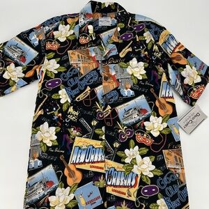 New Orleans Themed Black Casual Button Down Shirt